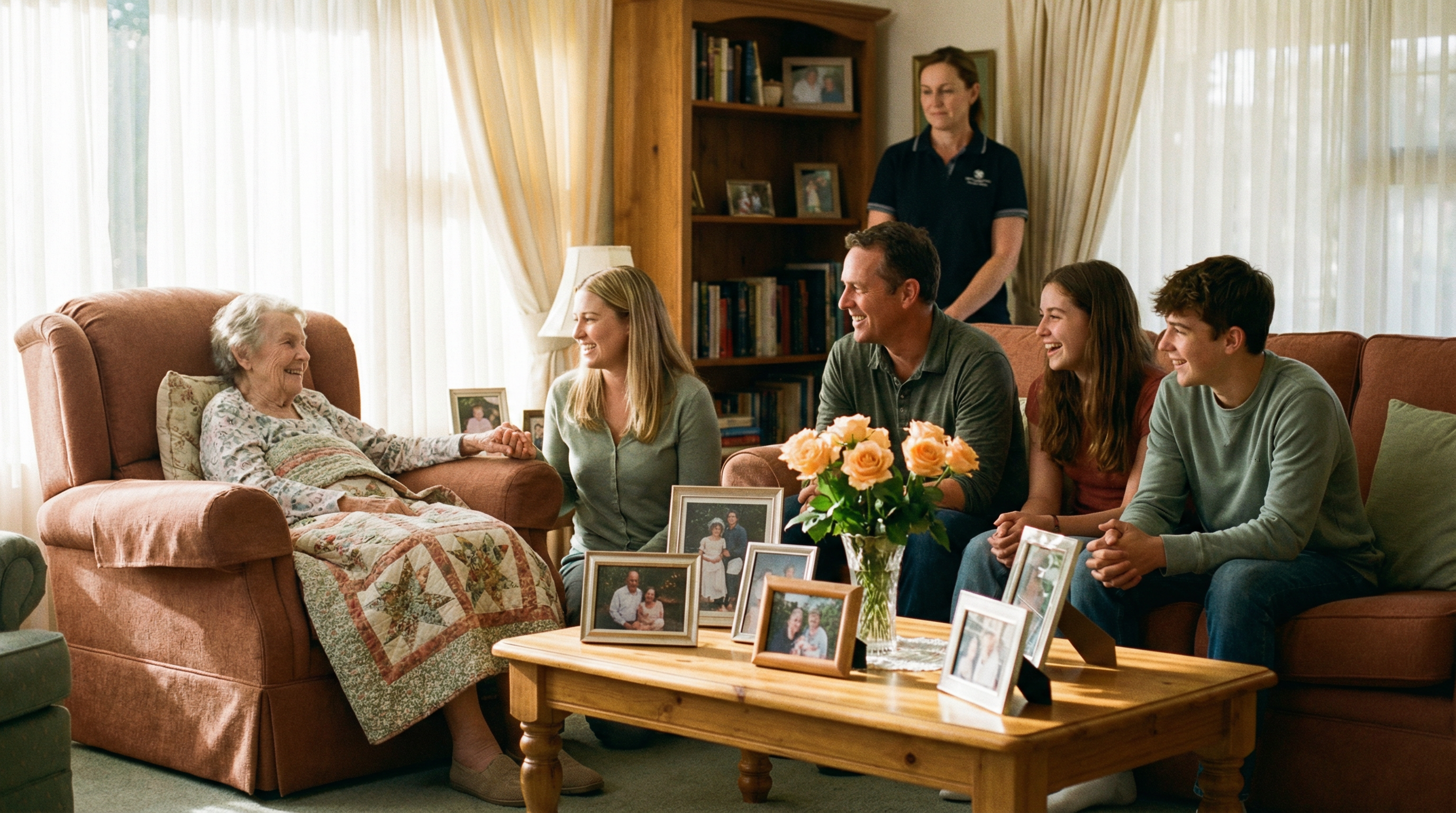 Family receiving hospice care support